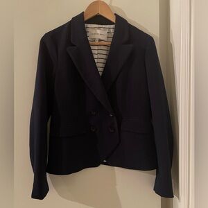 Sz 0: Navy Blue Blazer Cupcake & Cashmere Relaxed Fit Double Breasted NWOT new!